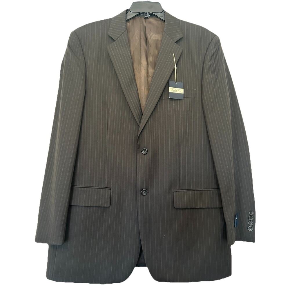 NWT Joseph‎ & Feiss Wool Blazer Mens 42L Brown Pinstripe 2 Button Superior 100s